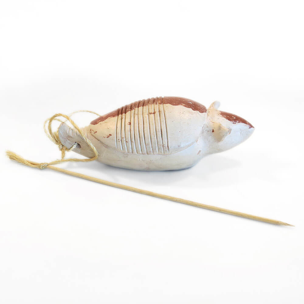 Armadillo Shaped Reco Reco Instrument Made Of Clay With A Vertical Stripe Thefob