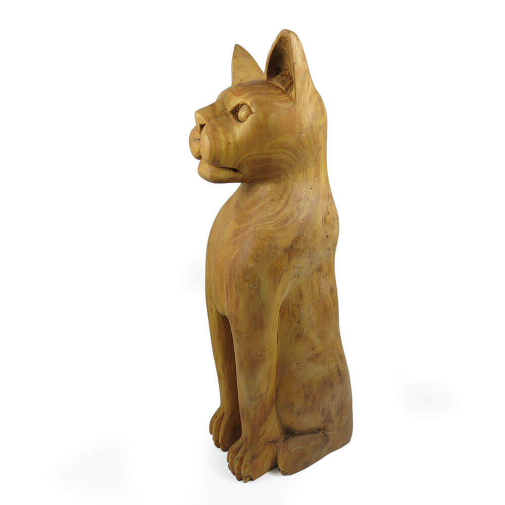 wooden cat sculpture