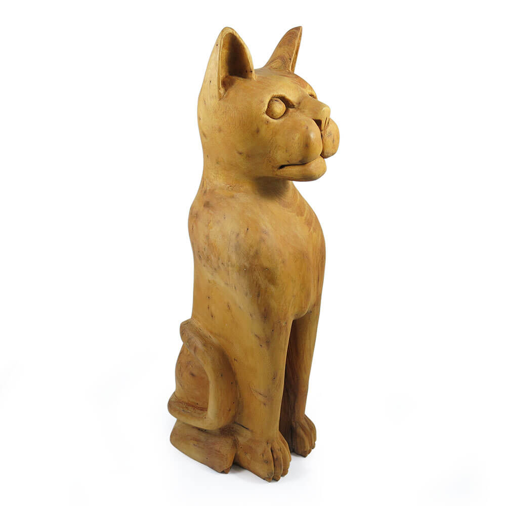 wooden cat sculpture