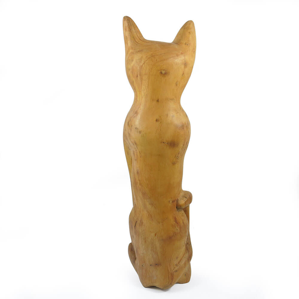 wooden cat sculpture